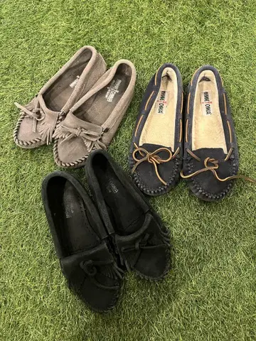 Minnetonka 모카신 블랙 그레이 네이비 3족 세트