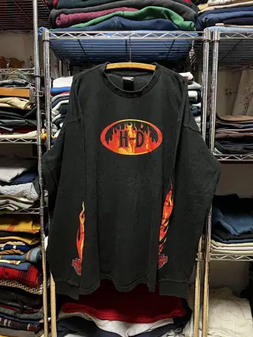 90s 00s Harley-Davidson 프레임 파이어 패턴 불꽃