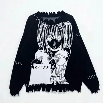 REFLEM 데스노트 미사미사 블랙 긴팔 니트