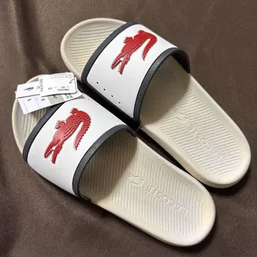 LACOSTE 화이트 레드 슬라이드 샌들 미사용 새상품 27cm 라코스테