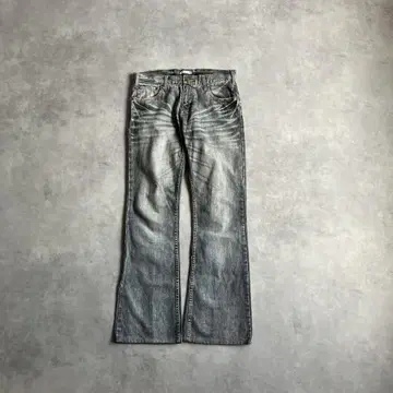 00s y2k 부츠컷 블랙 데님 그런지 펑크