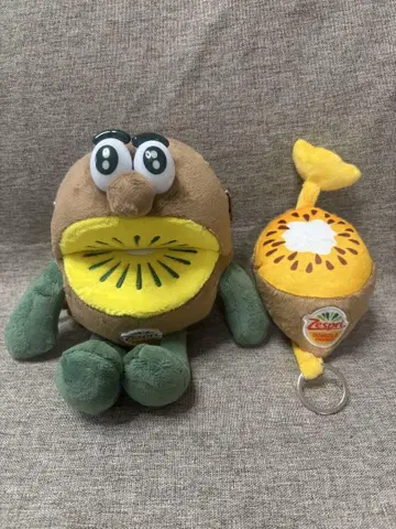 제스프리 키위 브라더스 사선 크로스 파우치 봉제 인형 키링 2종 세트