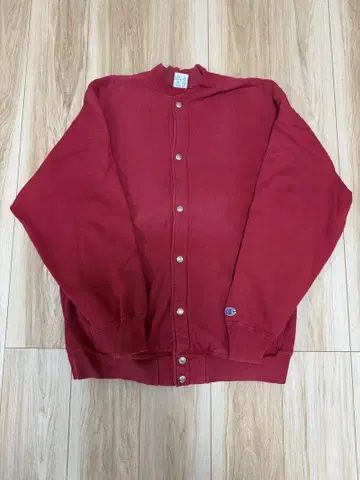 90s USA제 자수 태그 리버스 위브 스냅 가디건 무눈