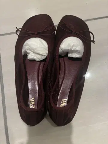 ZARA 메쉬 발레 슈즈 38 보르도