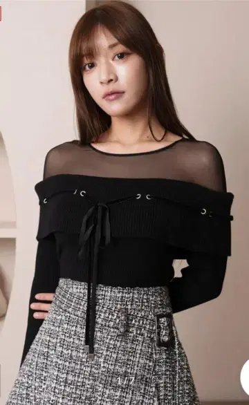 시어 도킹 리본 리브 니트