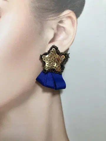 별 모양 스팽글 귀걸이 파랑