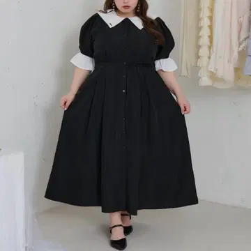 루오시 오리지널 플레이트 참 포함 셀러 칼라 셔츠 원피스