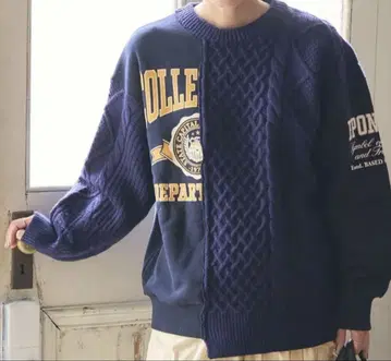 FREAK'S STORE 프릭스스토어 니트 도킹 맨투맨 네이비