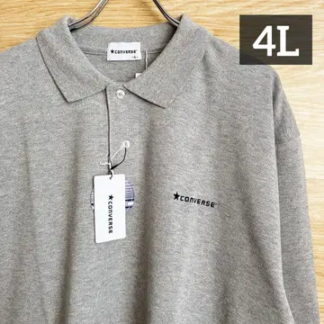 CONVERSE 남성용 피케 셔츠 긴팔 그레이 4L 빅