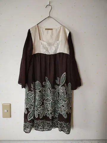 레트로 fairygrunge 스퀘어 레이스 쉬폰 튜닉 보타니컬