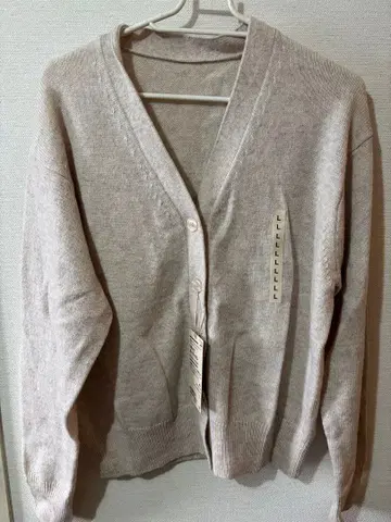 무인양품 워셔블 울 미들 게이지 오트밀 V넥 가디건 L 사이즈