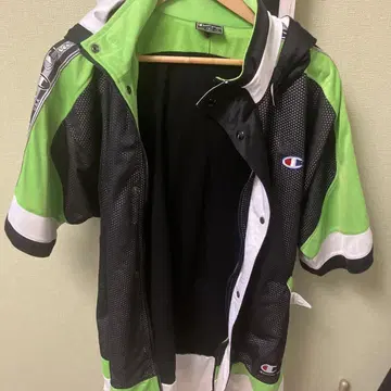 [ 하나뿐인 ] Champion XL 메쉬 반팔 후드티 블랙 x 그린