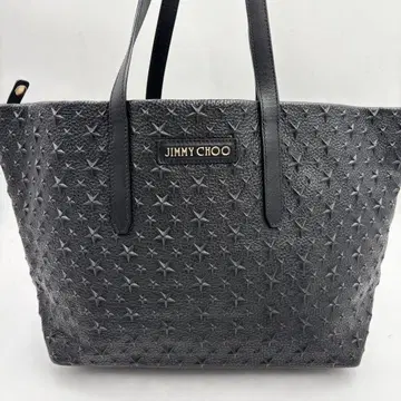 미사용에 가까운 지미추 토트백 피머리코 스타 스터드 주름 가죽 블랙