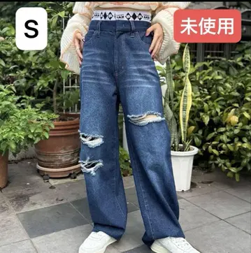 헬로 샌프란시스코 자카드 컷 아웃 데님 블루 S
