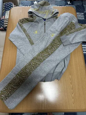 Champion 제브라 패턴 후드 부착 셋업 저지