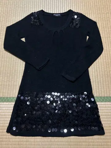 VIA MODA 블랙 스팽글 니트 튜닉