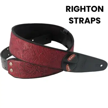 [RightOn! STRAPS] 스페인제 인조 가죽 기타 스트랩 레드