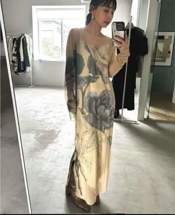 Ameri UND SKETCH FLOWER SKIN DRESS