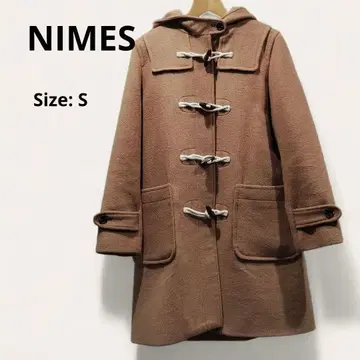 [ 새상품급 ] NIMES 멜톤 더플 코트 후드 부착 브라운 S 사이즈