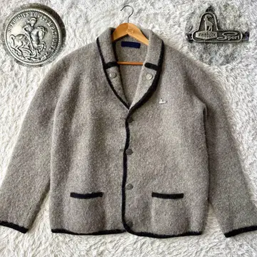STEINBOCK 버진 울 니트 가디건 은색 버튼 각인 48