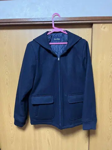 EASTBOY 후드 부착 네이비 코트 지퍼 부착