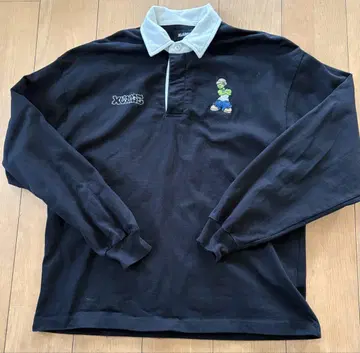 XLARGE 블랙 피케 셔츠 캐릭터 자수