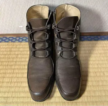 MIHAMA 다크 브라운 가죽 레이스업 부츠 23.5cm