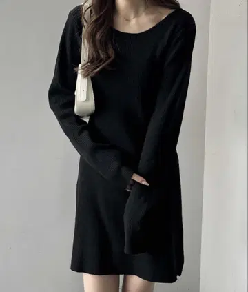 백 오픈 니트 원피스 nelliy