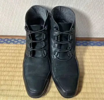 MIHAMA 블랙 가죽 레이스업 부츠 23.0cm
