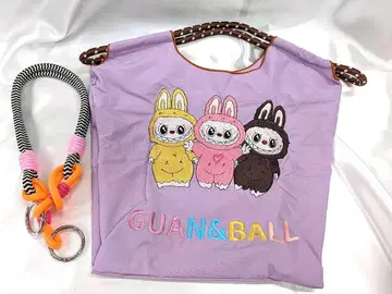 GUAN&BALL 러브 자수 에코백 라벤더
