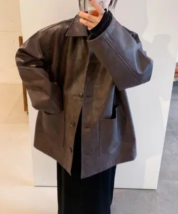 Select moca by SON 스탠칼라 페이크 가죽 자켓