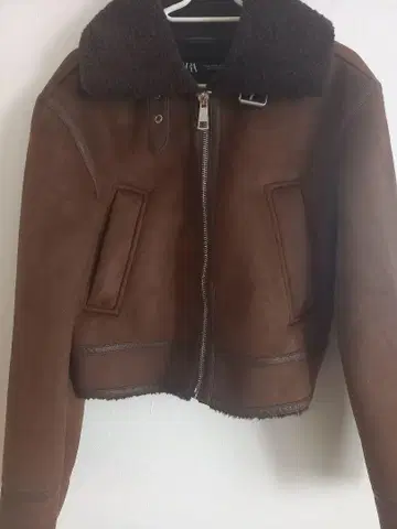 ZARA 브라운 가죽 자켓 XS