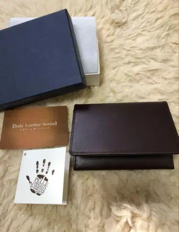 즉시 익명 배송 미사용 새상품 남녀 이탈리아 가죽 명함지갑 다크 브라운