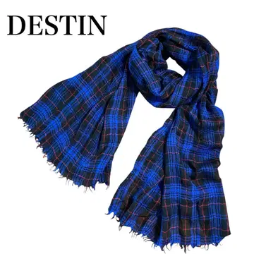 DESTIN 체크 무늬 스톨 블루