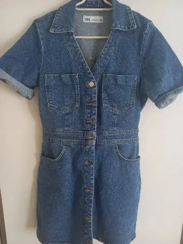 ZARA 데님 반팔 미니 원피스