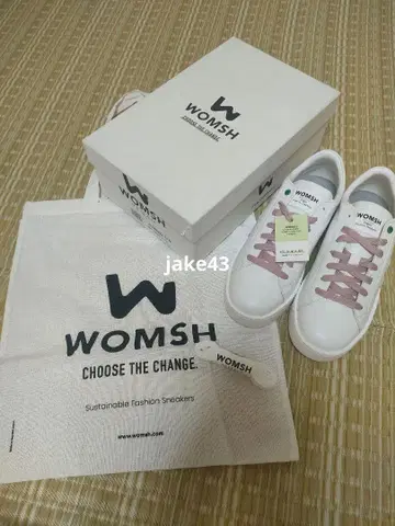 WOMSH 비건 스니커즈 화이트/핑크