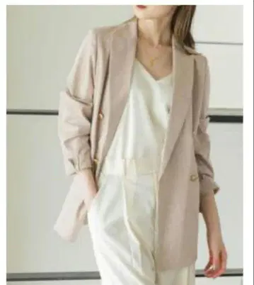 Noble 린넨 스트레치 더블 브레스트 자켓 골드 버튼 4300