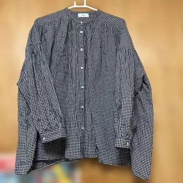 hagumu 블랙 화이트 깅엄 체크 긴팔 셔츠
