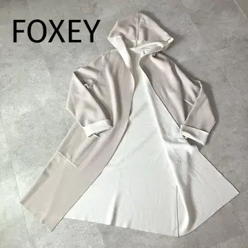 FOXEY 폭시 바이컬러 가운 가디건 후디