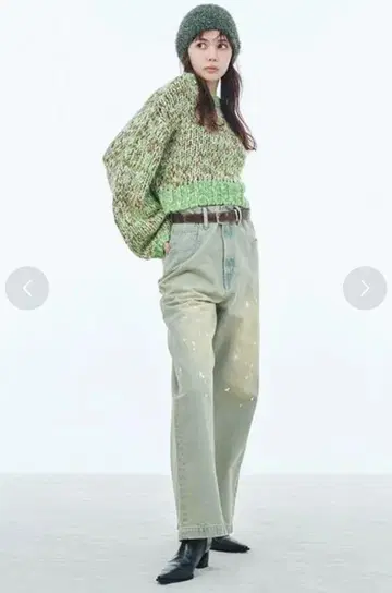 새상품급 LILY BROWN 하이라이즈 와이드 데님 팬츠