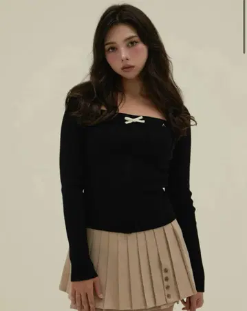 andmary 샤론 리본 탑 블랙