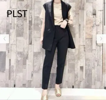 PLST 레이온 린넨 스트레치 슬림 테이퍼트 팬츠 빅 사이즈 블랙 XL
