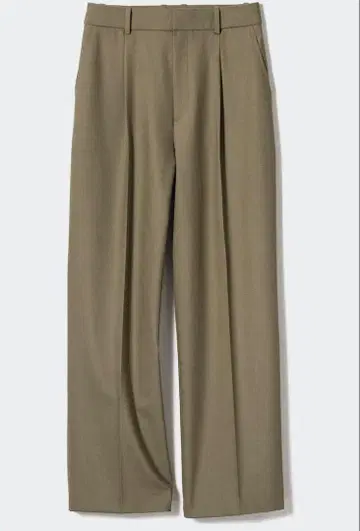 새상품급 UNIQLO 턱 와이드 팬츠 S 올리브 기장 수선 완료 인심
