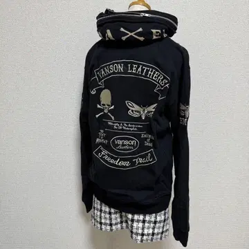 VANSON 블랙 풀 집업 후드티
