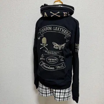 VANSON 블랙 풀 집업 후드티