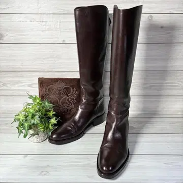 1173 [새상품급] SARTORE 사토레 가죽 롱 부츠 브라운 36