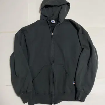 90s RUSSELL ATHLETIC 블랙 풀 집업 후드티 XL