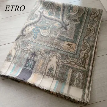 ETRO 에트로 페이즐리 무늬 숄 울 실크 대형 스톨
