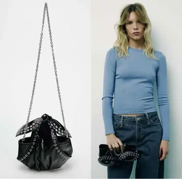 zara 자라 스터드 장식 2way 미니 블랙 백 [ 새상품 ]