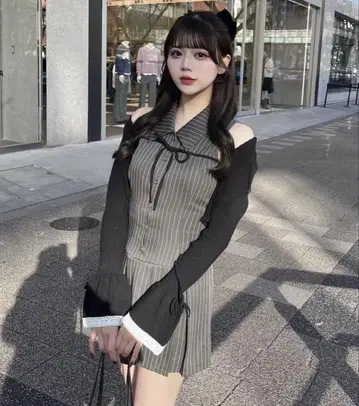 OLIVE des OLIVE 슬리브리스 셔츠 미니 원피스